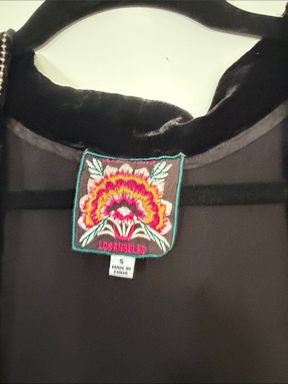 Embroidered Black Velvet Floral Kimono Cardigan - Picture 2 of 4